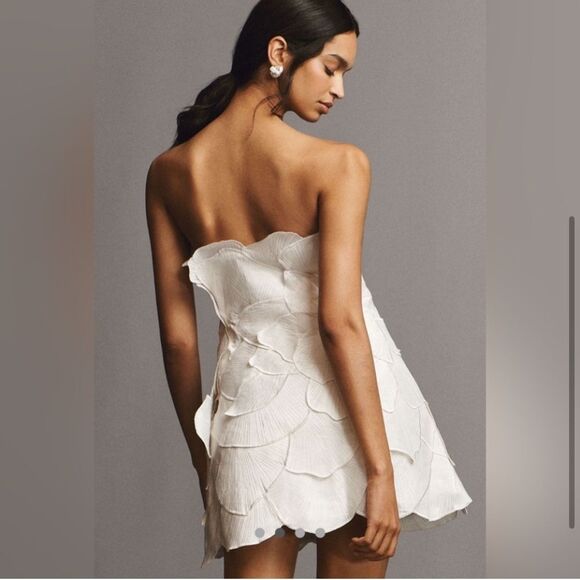 BHLDN Cream Strapless Dress with Floral Accents - Picture 3 of 9